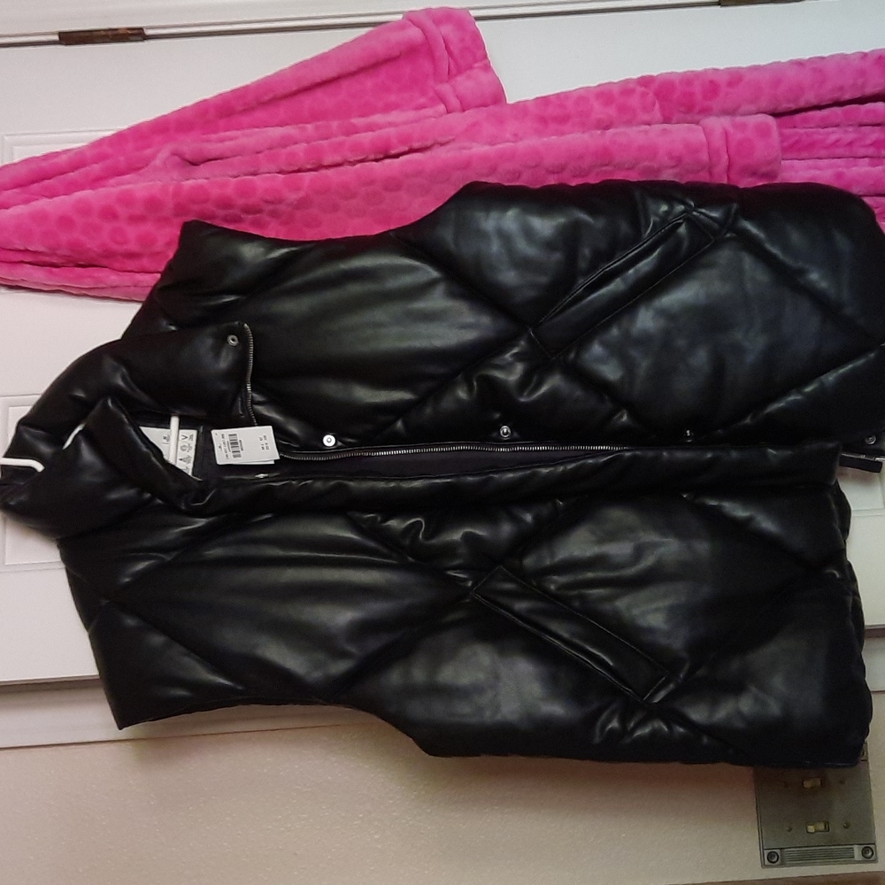 Abercrombie faux leather puffer vest